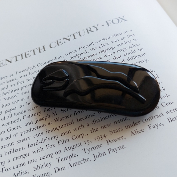 Vintage Barrette Bobby Pin Clip Black Rose Lucite 1990s 🖤🖤🖤 - Picture 3 of 4